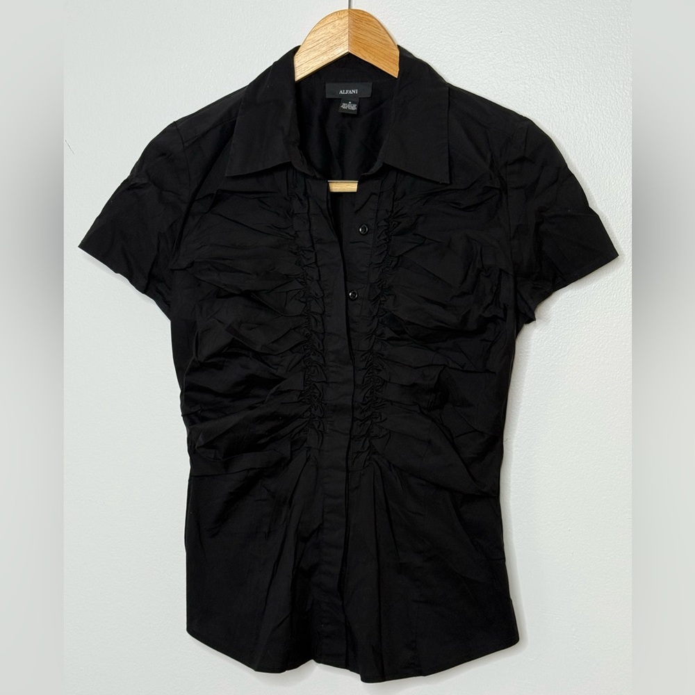 227.    ALFANI Black Ruched Women's Top SIZE 8